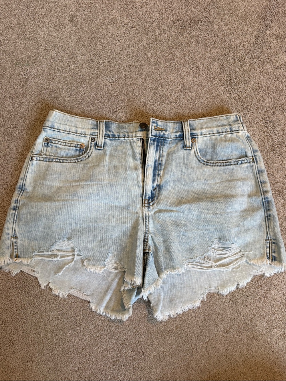 aerie Light Blue Distressed Denim Cutoff Shorts